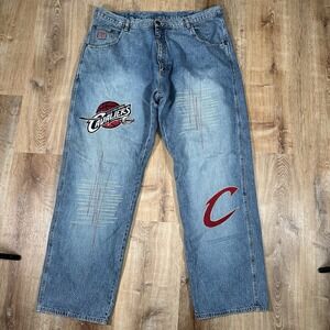Vintage UNK NBA Cleveland Cavaliers Denim Jeans Embroidered Mens Size 42 x 34